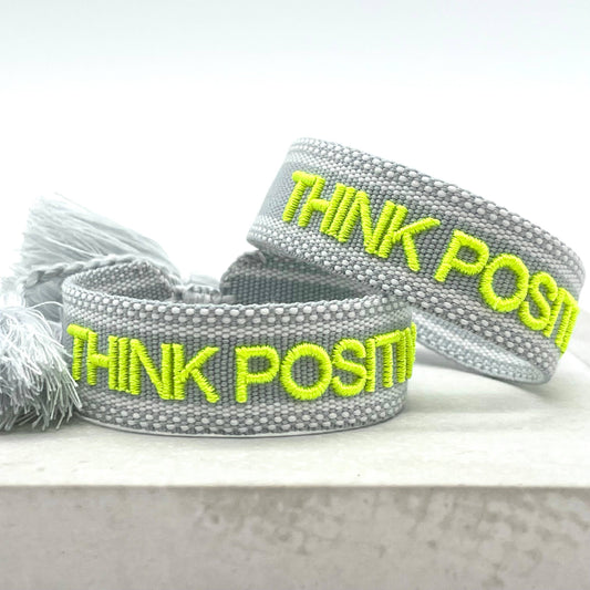Parsley & pepper - Think Positive armband grijs/ neon geel