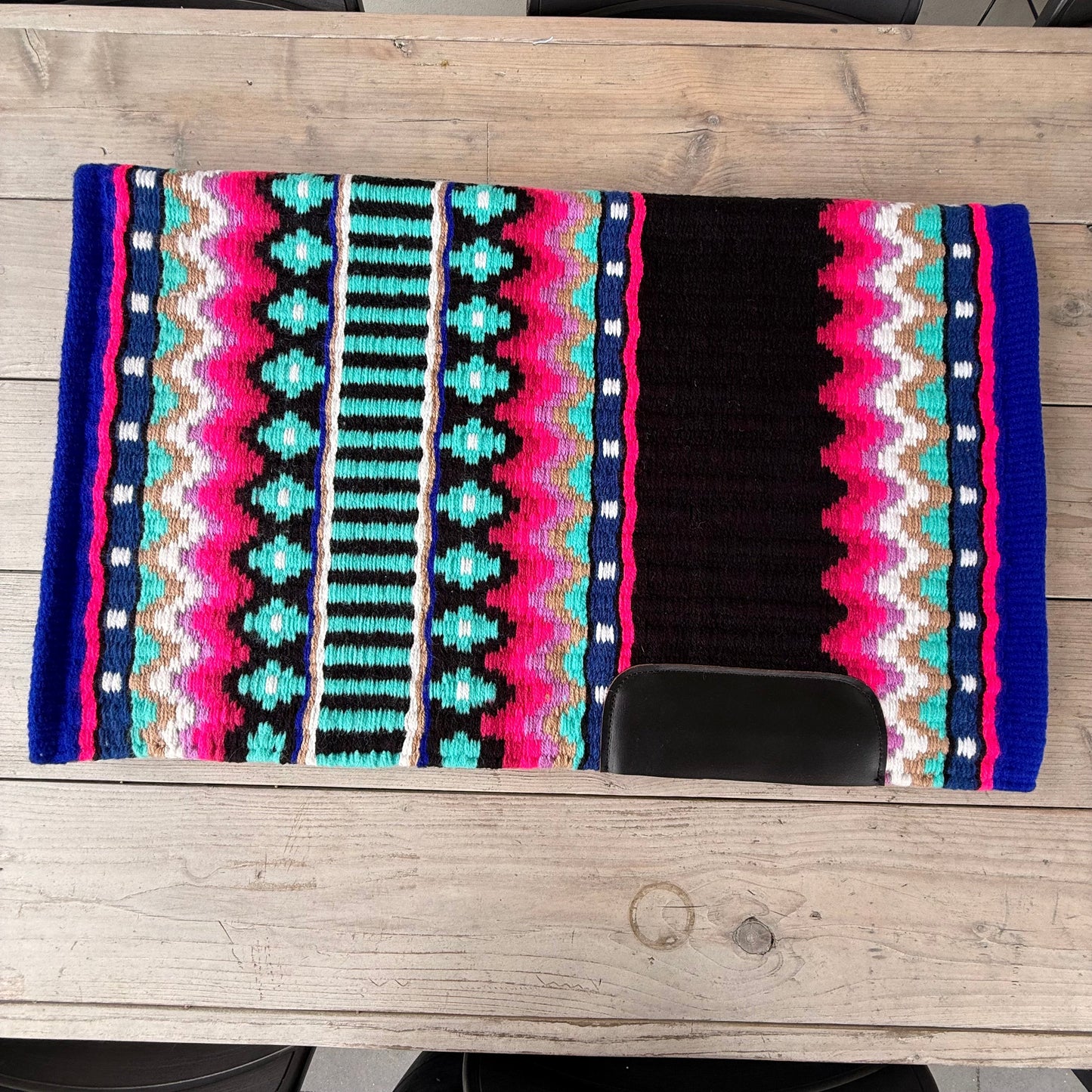 SB028 - Western oversized showblanket A - Zwart, blauw, roze, turquoise