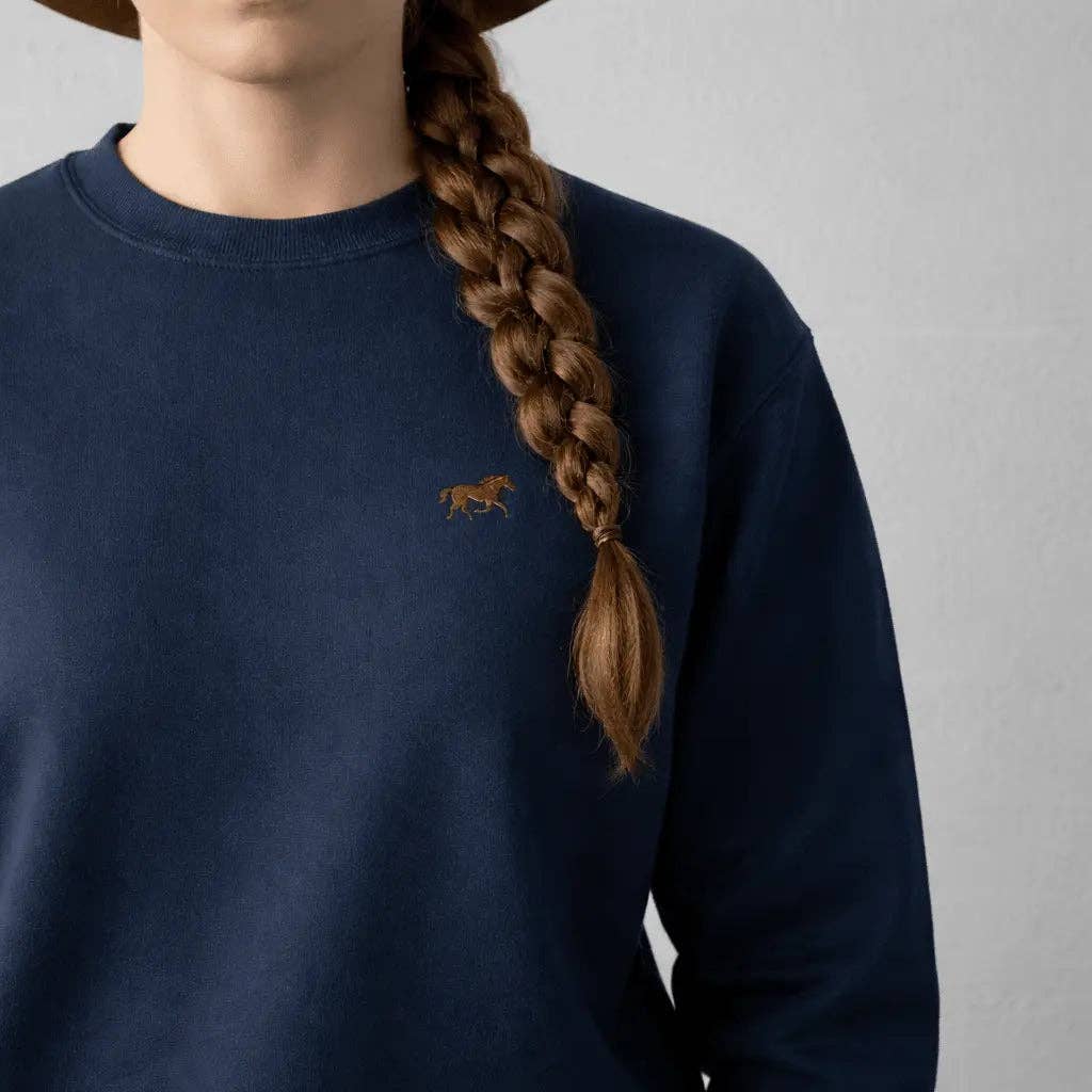 Bridle Up Hope - Heritage Navy Paardensweatshirt met geborduurd paardje