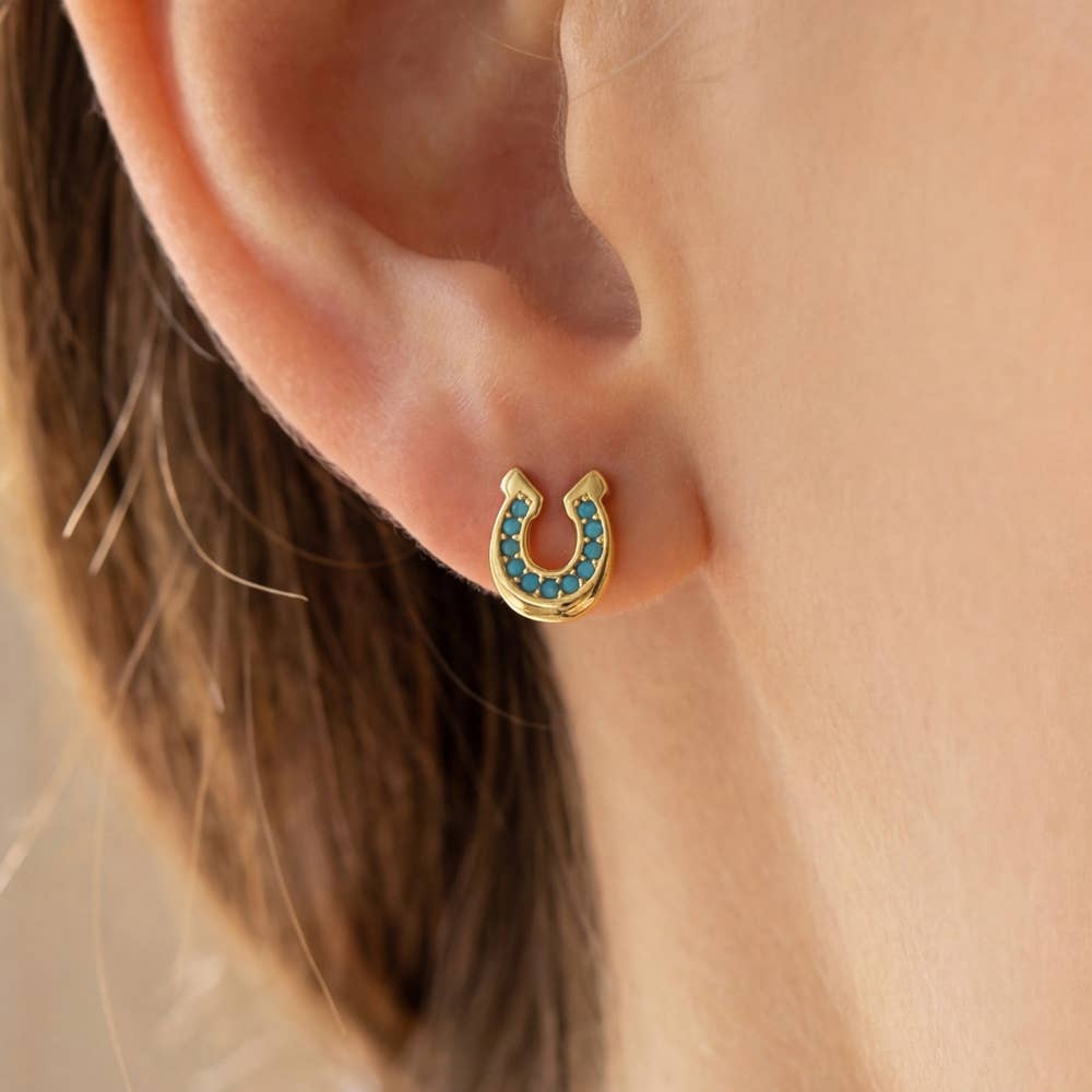 Fame - Western Hoefijzer Oorstekers turquoise