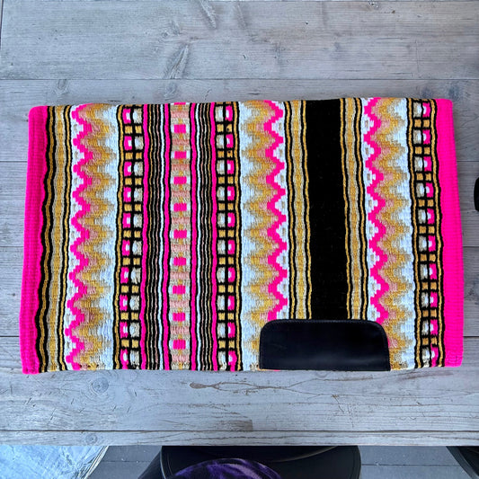 SB072 - Western oversized showblanket A - Neon roze, goud, wit