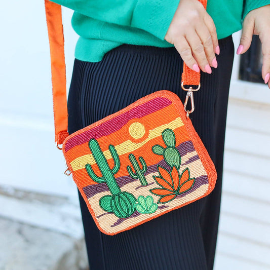 Pria Handmade - Beaded Bag vierkante schoudertas Sol de Desierto