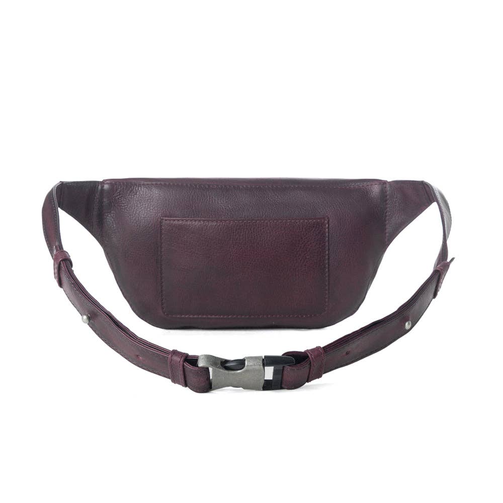 Myra Bag - Zidana Amarillo gelooide leren heuptas Wildrose Plum