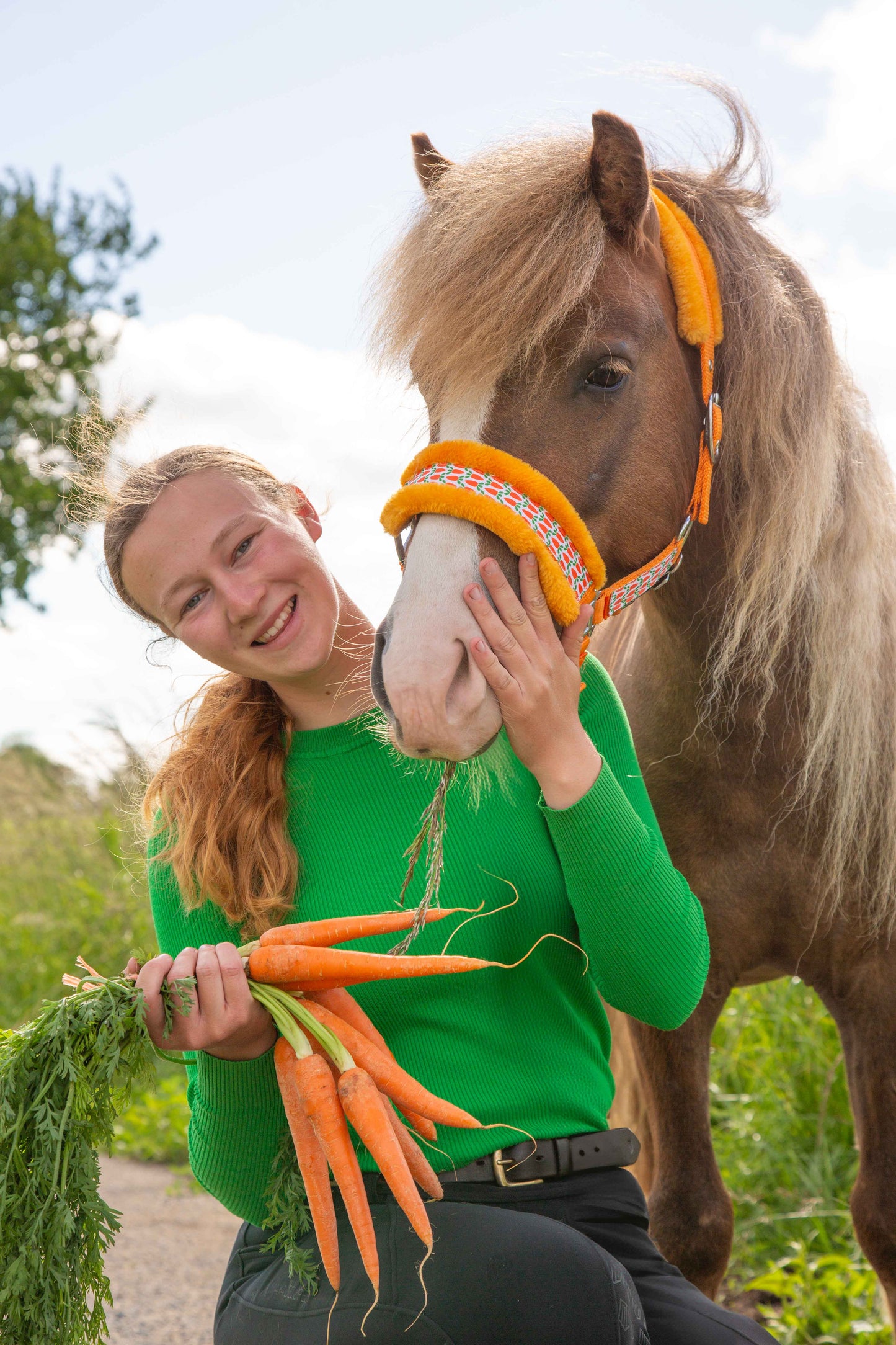 Happy Halsters - Oranje wortel halster (bont)
