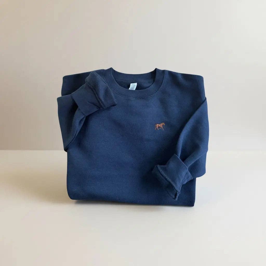 Bridle Up Hope - Heritage Navy Paardensweatshirt met geborduurd paardje