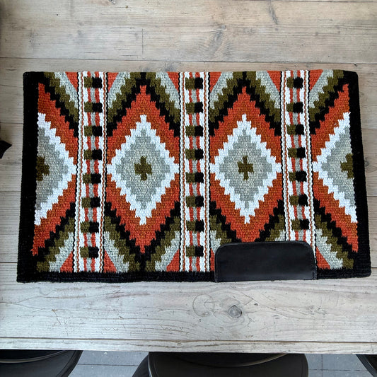 SB053 - Western oversized showblanket A - Terracotta, olijf, grijs