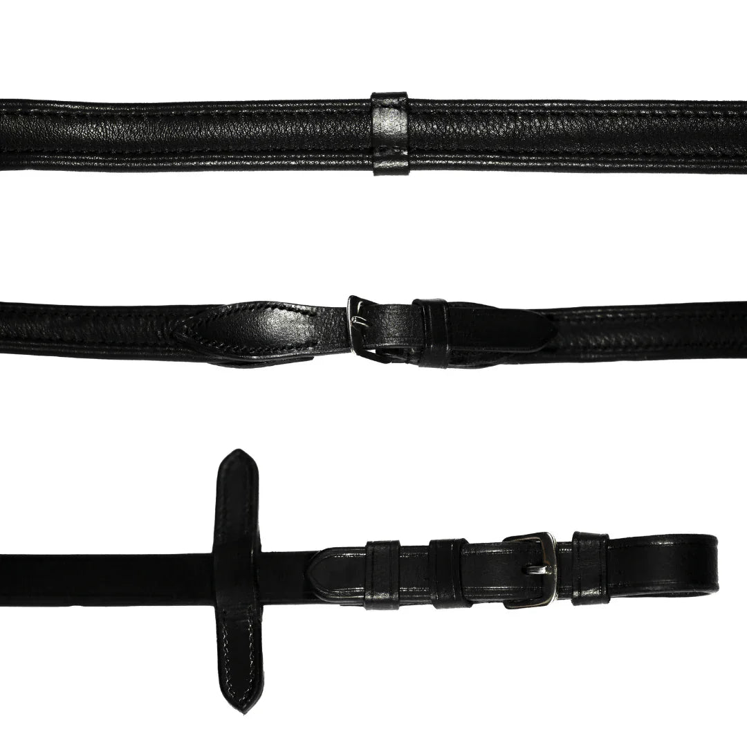 Lumiere - Gevoerde teugels Nappa leder zwart of havana (goud/zilver)