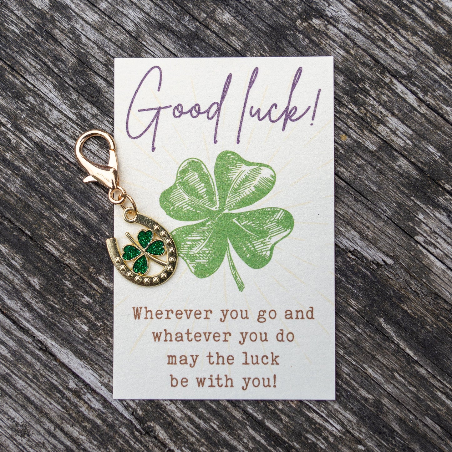 FMH - Lucky Charm hoofdstelbedel Groot hoefijzer met glitter klaver