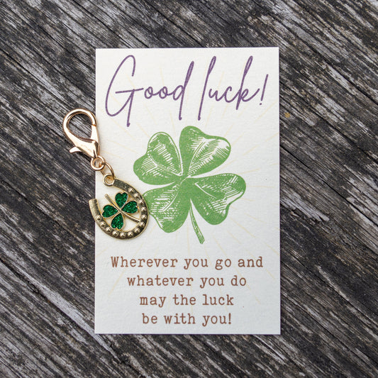FMH - Lucky Charm hoofdstelbedel Groot hoefijzer met glitter klaver