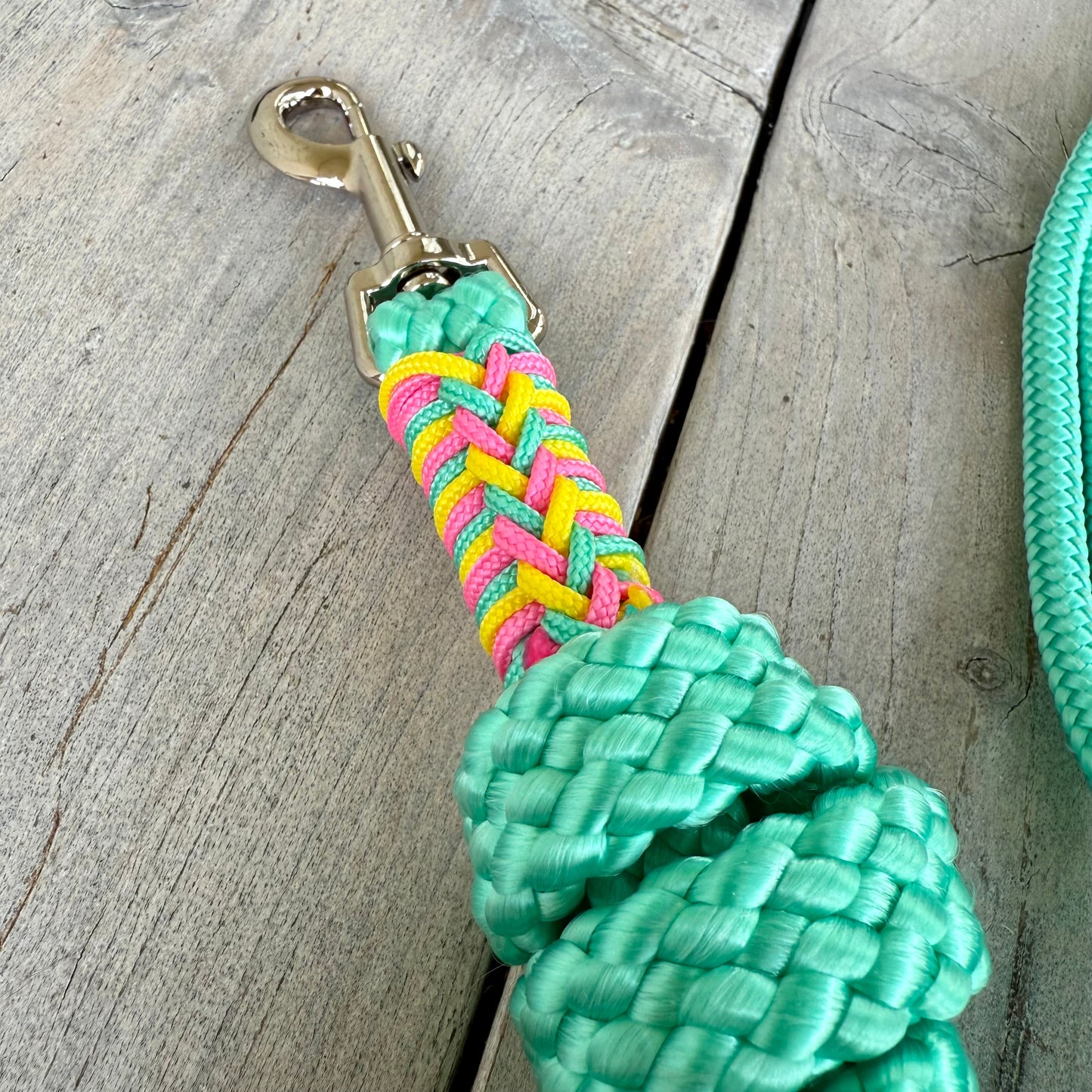 Het Paardenatelier - Touwhalster set halster Luna + halstertouw ‘90’s Vibes’ Neon geel/ mint/ fuchsia