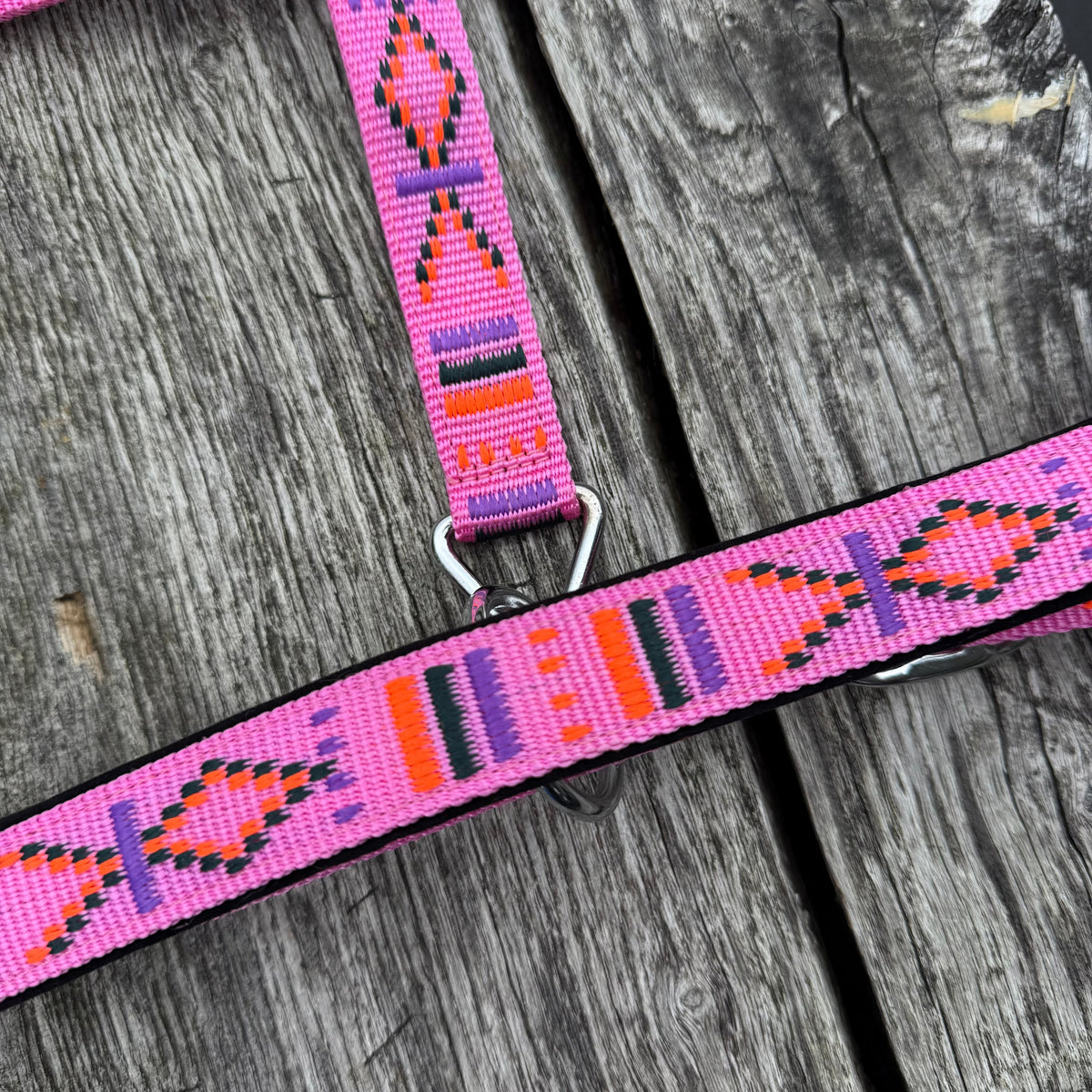 FMH - Geborduurd nylon halster met padding ‘Nomad Spirit Rebel’
