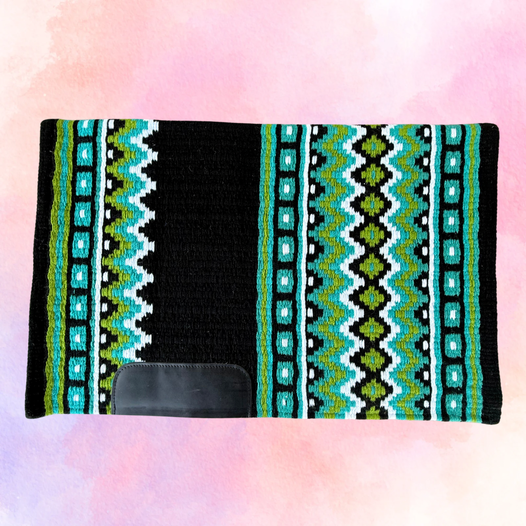 SB045 - Western oversized showblanket A - Zwart, groen, turquoise