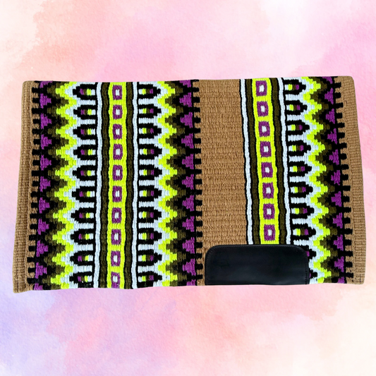 SB049 - Western oversized showblanket A - Camel, neon lime, paars