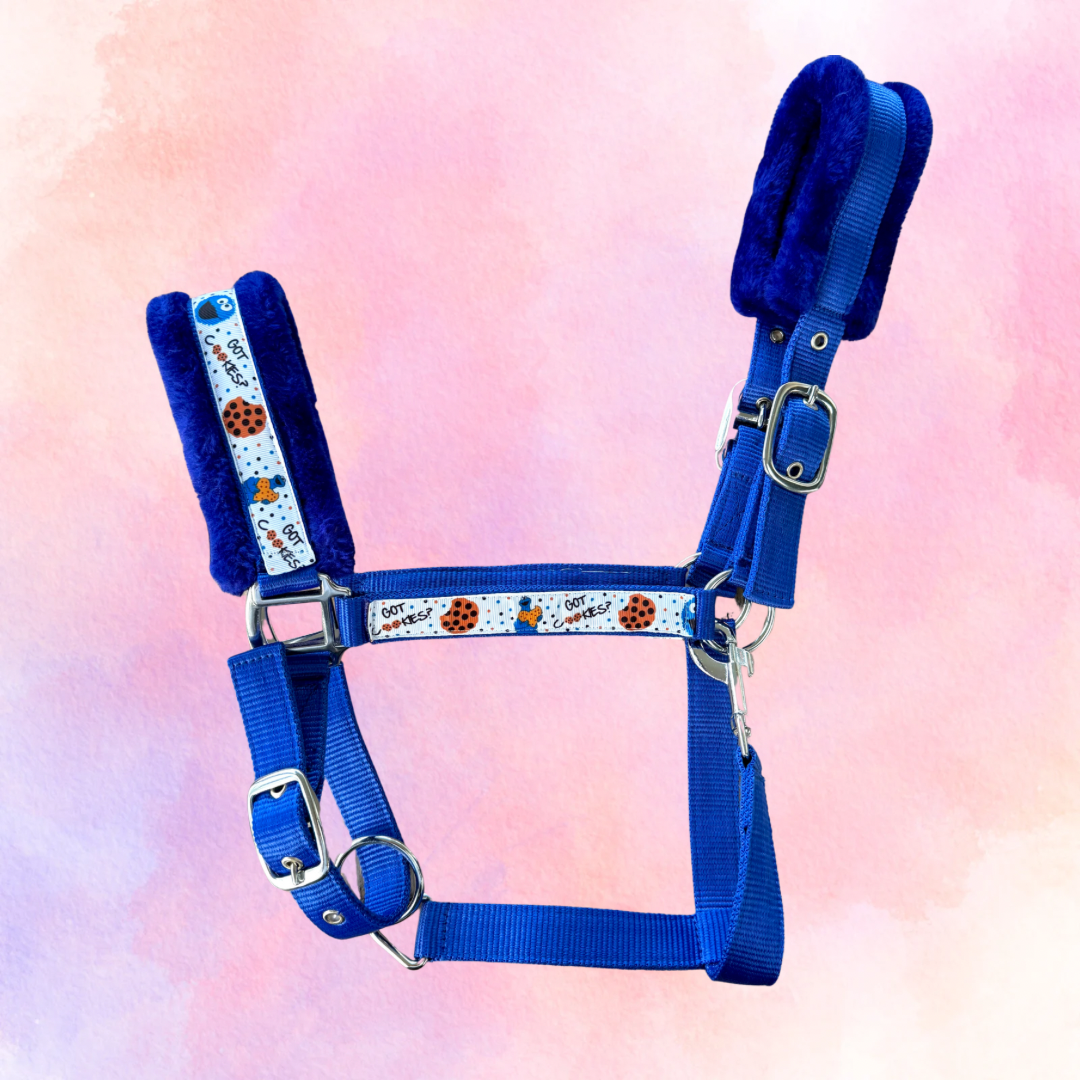 Happy Halsters - Blauw koekjes halster (bont)
