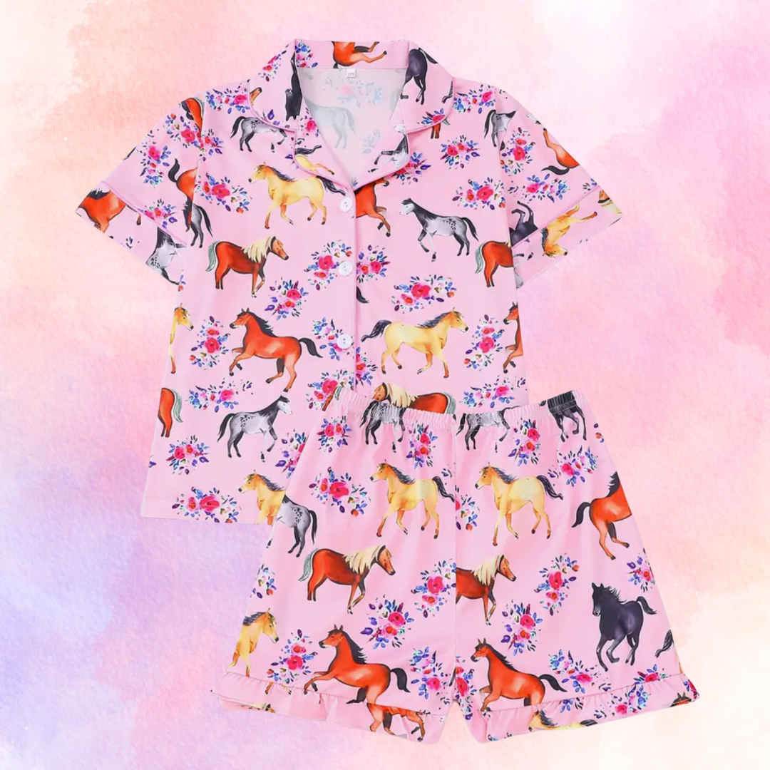 FMH - Kinder zomerse pyjama set/ loungepak Pink Pony