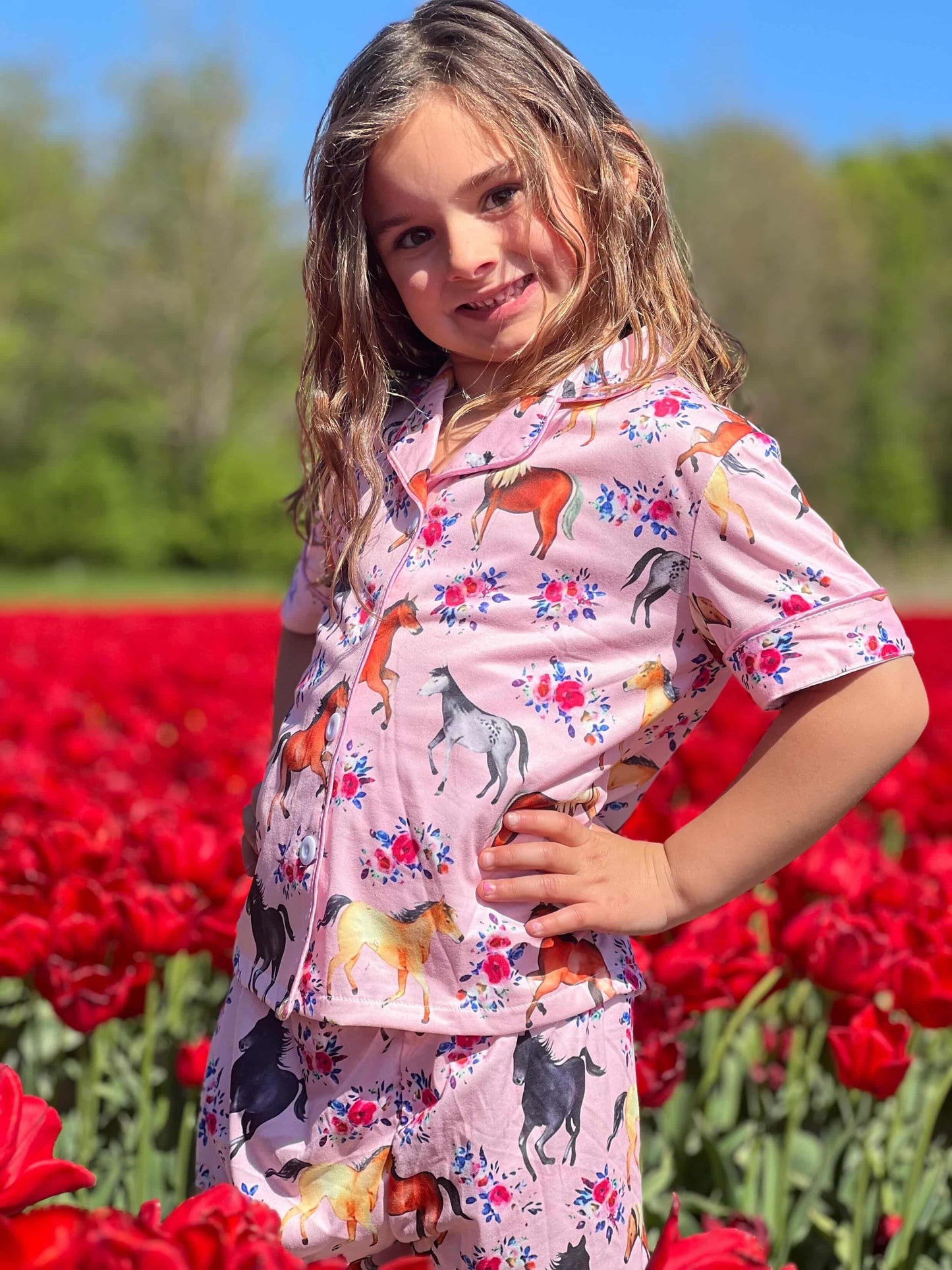 FMH - Kinder zomerse pyjama set/ loungepak Pink Pony