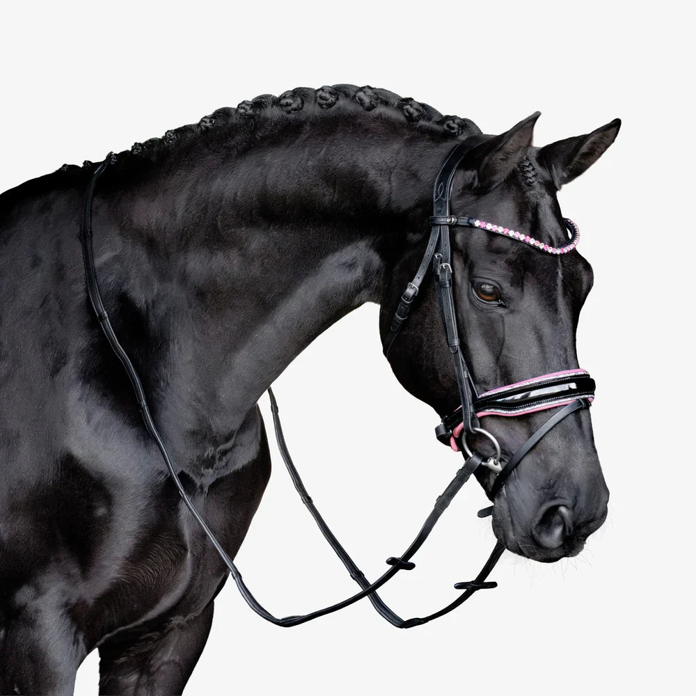 Lumiere - Luxe Hanoverian hoofdstel 'Paloma' roze onderlegd