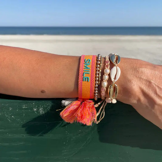 Parsley & pepper - Smile armband oranje/ turquoise