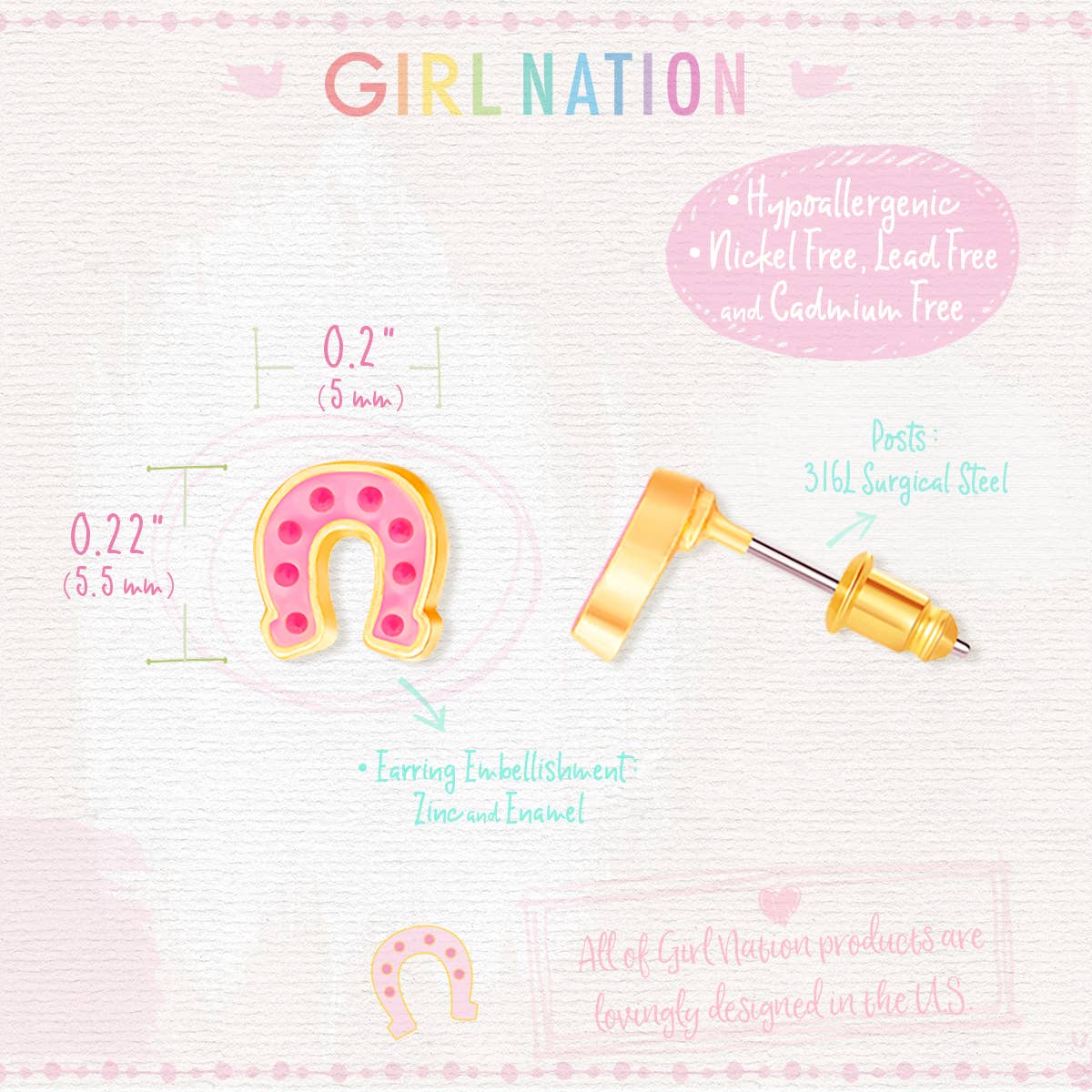 Girl Nation - Geluks hoefijzer oorbellen