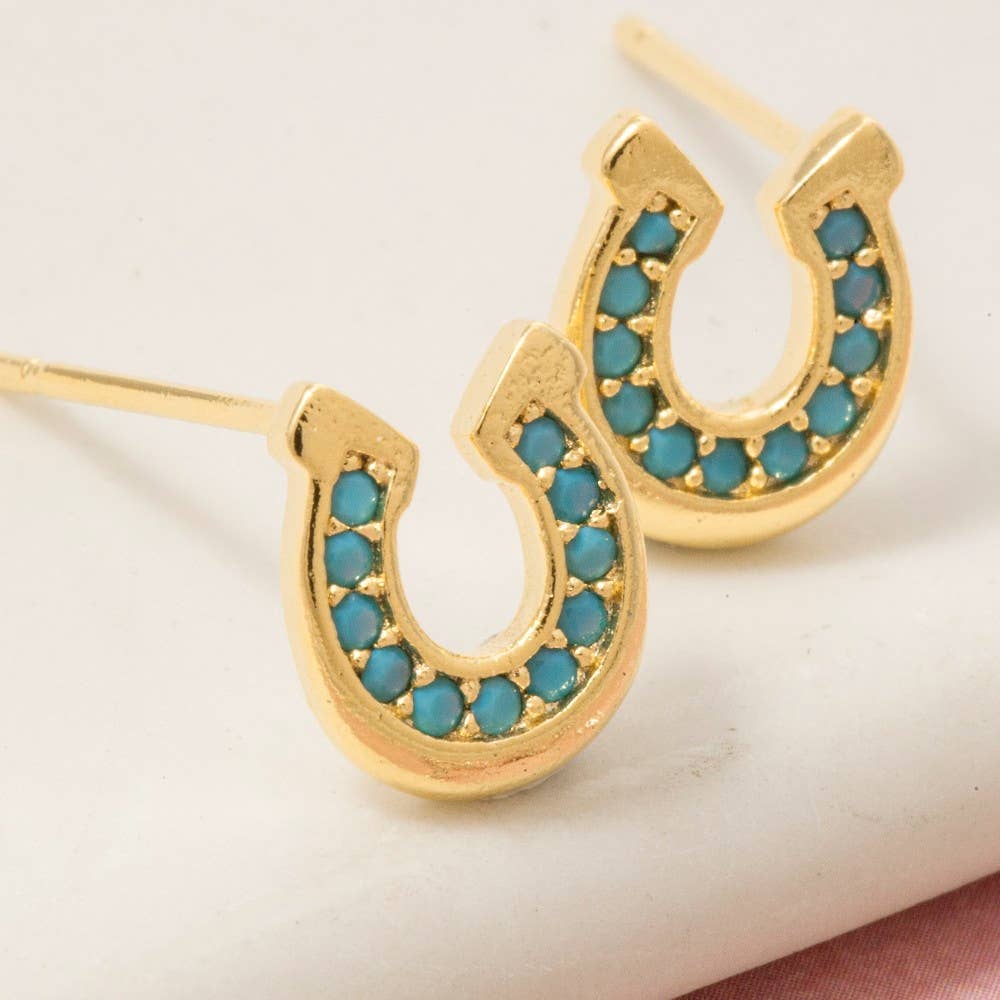 Fame - Western Hoefijzer Oorstekers turquoise