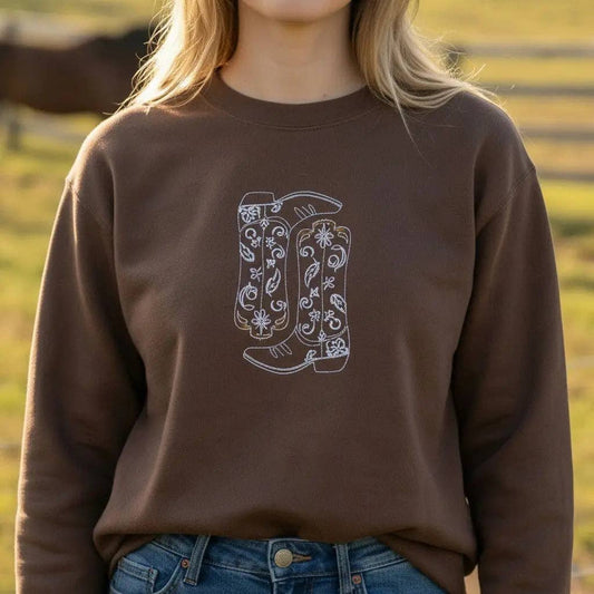 Bridle Up Hope - Cowgirl laarzen geborduurde sweatshirt