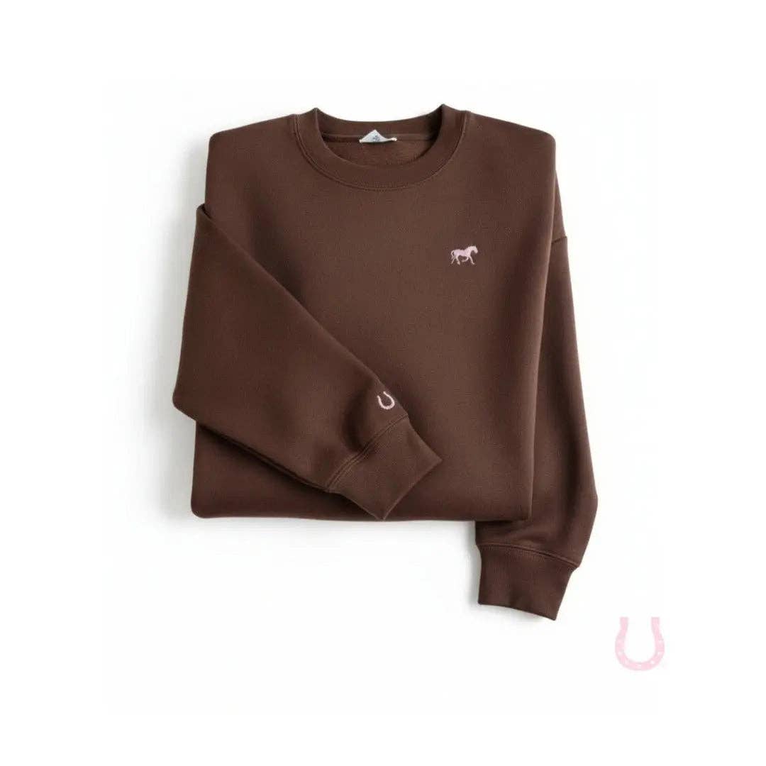 Bridle Up Hope - Kastanje Charme sweater met geborduurd paardje