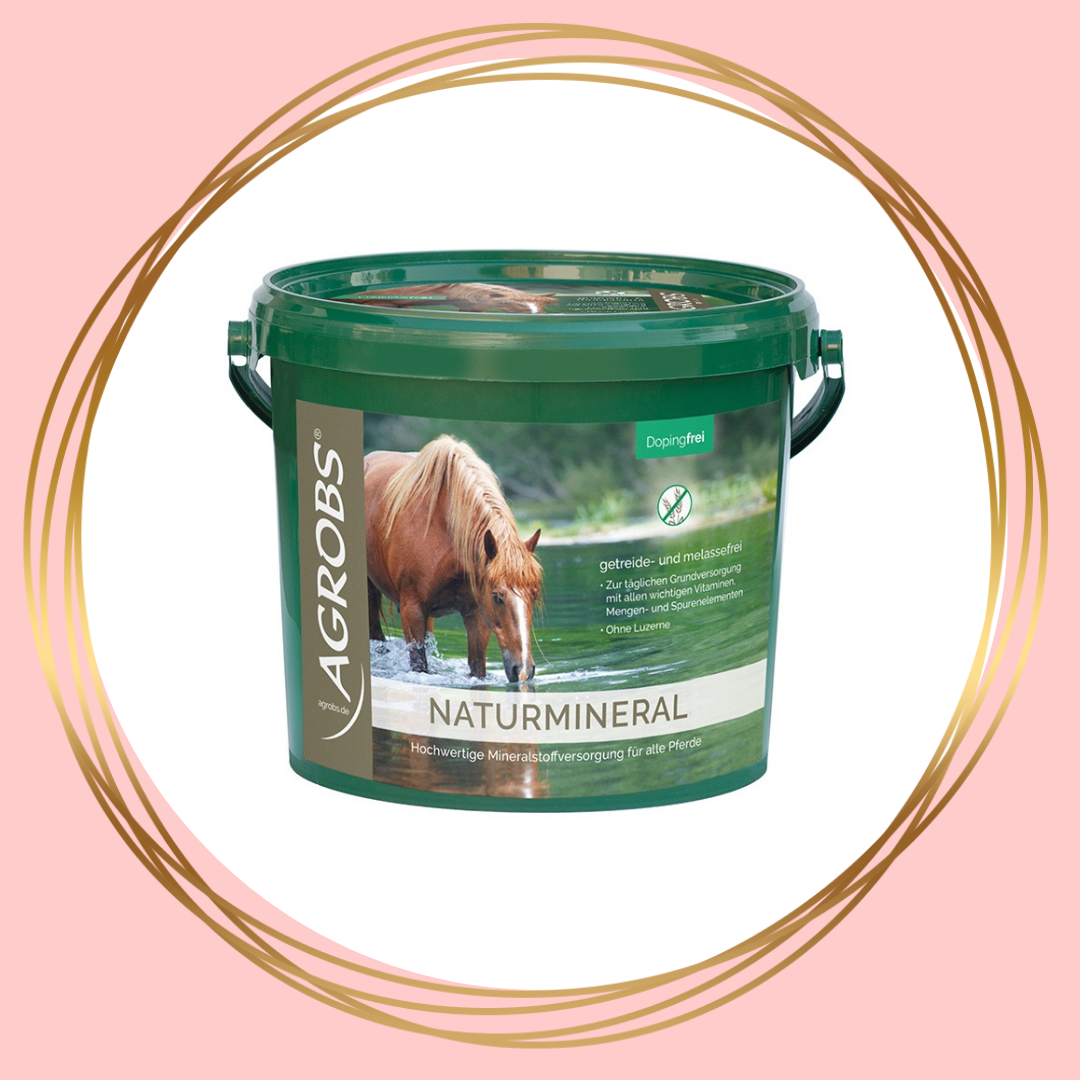 Agrobs Naturmineral, graanvrij mineralensupplement voor paarden met essentiële vitaminen en sporenelementen.