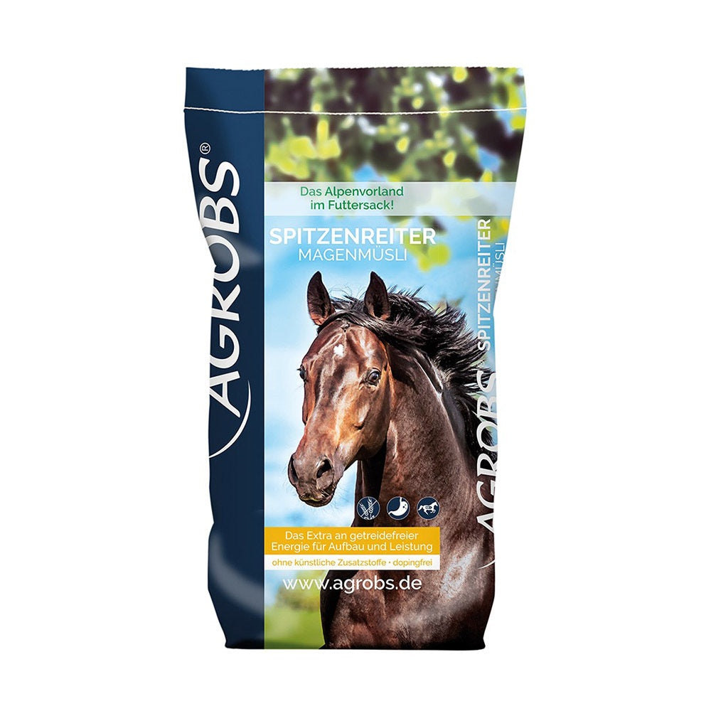 Spitzenreiter Müsli van Agrobs – graanvrije paardenmuesli boordevol vezels, geschikt voor sportpaarden en paarden met een gevoelige spijsvertering