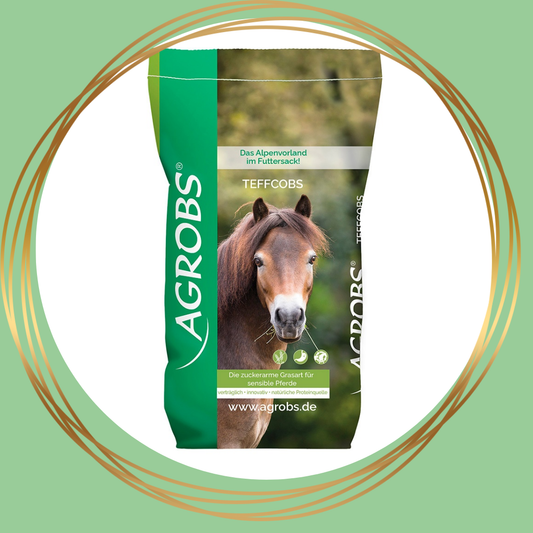 Agrobs Teffcobs, suiker- en fructaanarme teffgras-cobs, hooibrok, als natuurlijke aanvulling voor paarden.