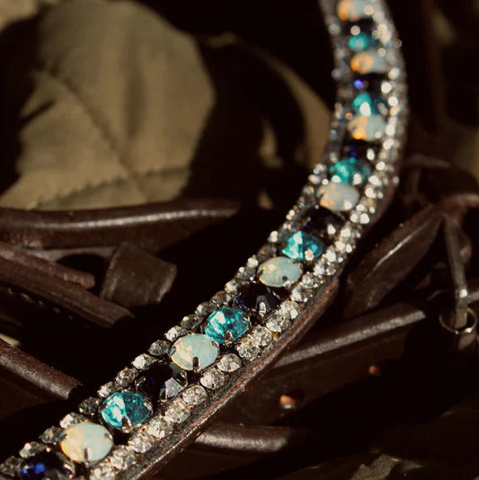 Lucas & Lilli - Diamante Frontriem zwart leder Blue Fizzy