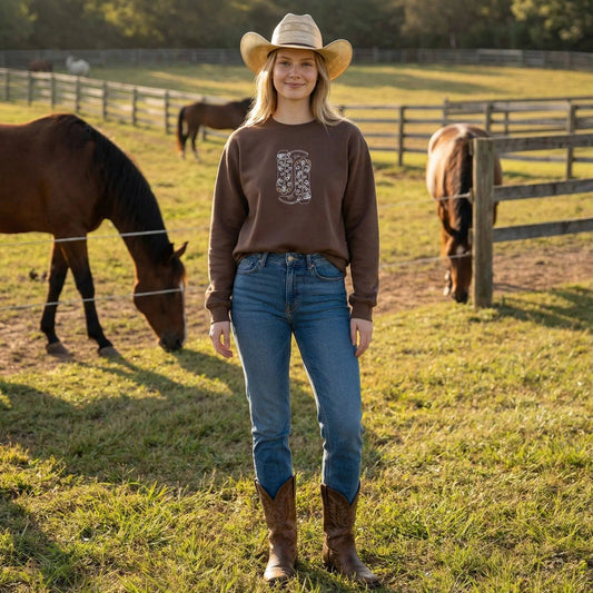 Bridle Up Hope - Cowgirl laarzen geborduurde sweatshirt