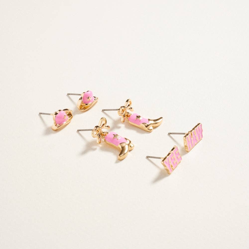 Designature - Western gemengde cowgirl-thema 3-delige set met oorstekers