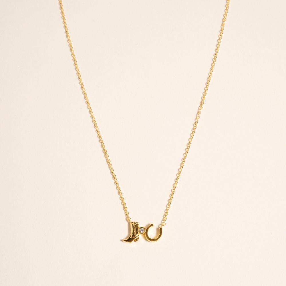 Designature - Goud Gedompelde Rodeo Laarzen Hoefijzer Ketting