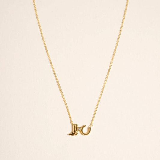 Designature - Goud Gedompelde Rodeo Laarzen Hoefijzer Ketting