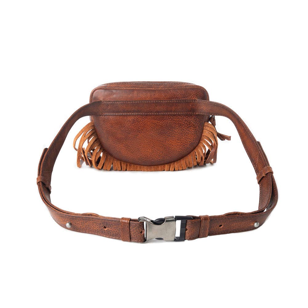 Myra Bag - Zidana Stormy Trails Fringed gelooid leren western heuptas