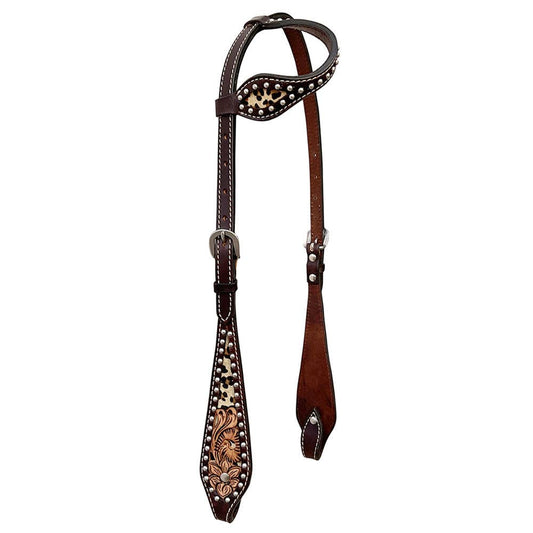 LS Western - Western Lederen Eén Oor Hoofdstel met dierenprint en studs
