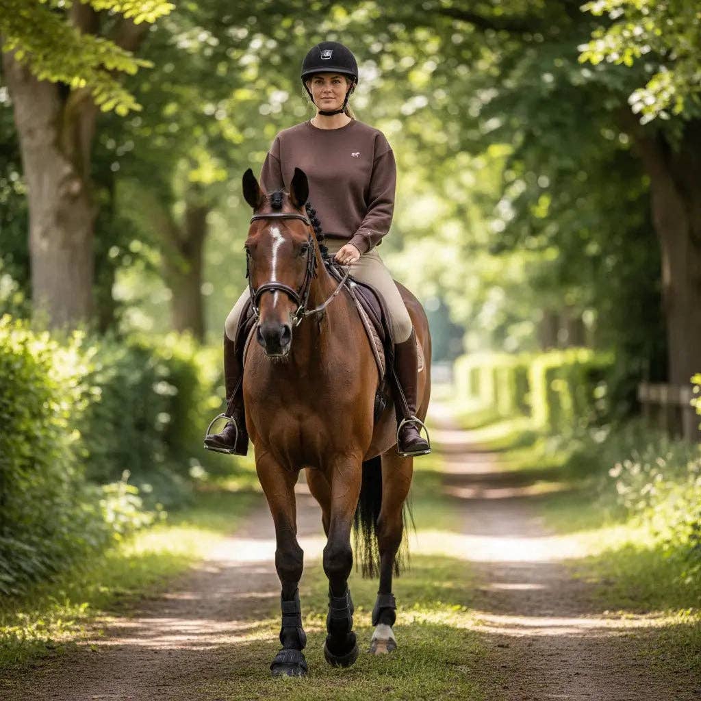 Bridle Up Hope - Kastanje Charme sweater met geborduurd paardje