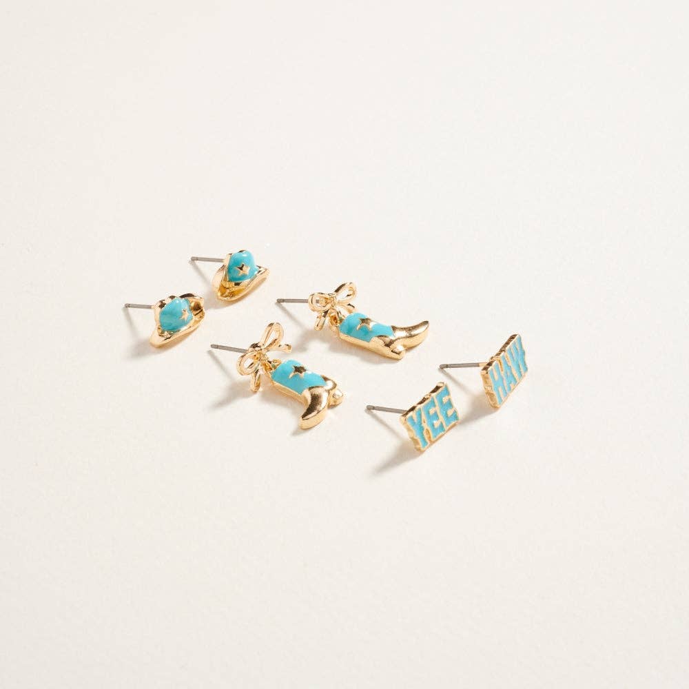 Designature - Western gemengde cowgirl-thema 3-delige set met oorstekers