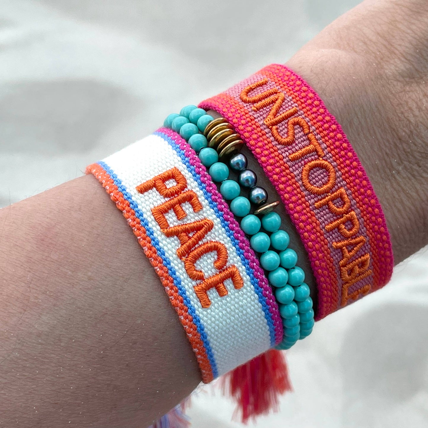 Parsley & pepper - Unstoppable armband roze/ oranje