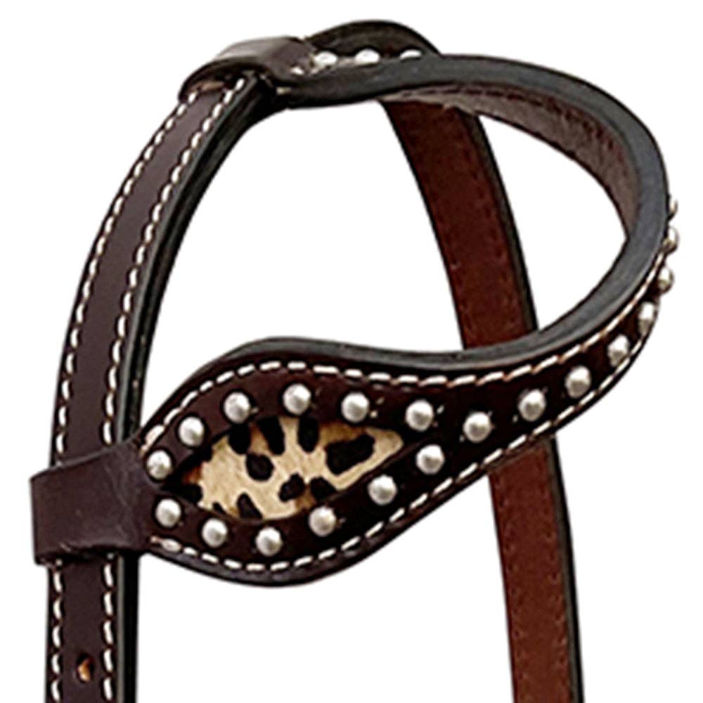 LS Western - Western Lederen Eén Oor Hoofdstel met dierenprint en studs