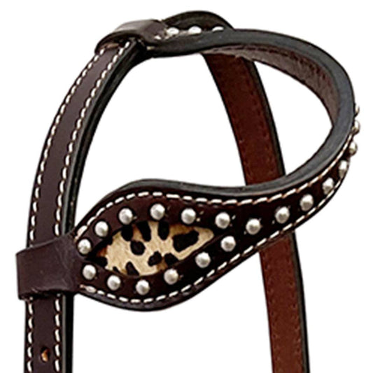 LS Western - Western Lederen Eén Oor Hoofdstel met dierenprint en studs