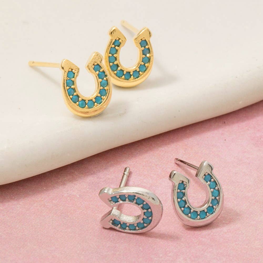 Fame - Western Hoefijzer Oorstekers turquoise