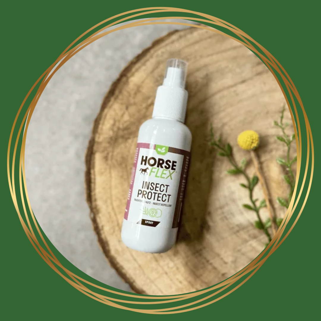 Insect Protect Spray van Horseflex, natuurlijke spray voor paarden ter bescherming tegen insecten zoals vliegen, muggen en teken, veilig voor het dier.