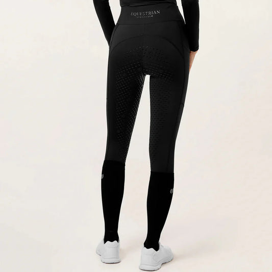 Equestrian Stockholm - Core Collection - All Black Riding Tights Movement rijlegging (full-seat)