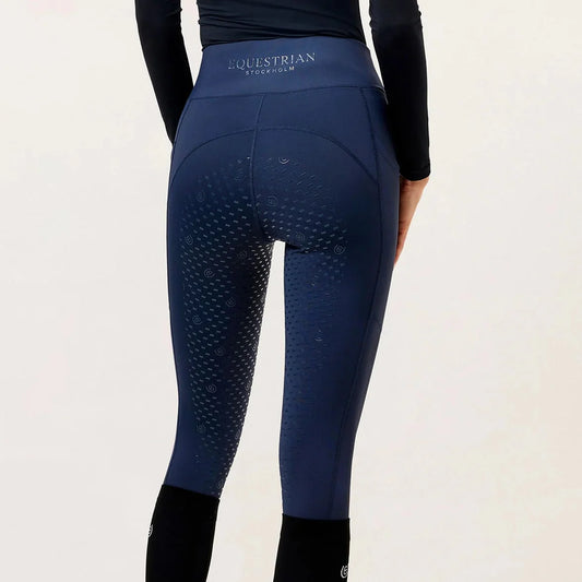 Equestrian Stockholm - Core Collection - All Navy Riding Tights Movement rijlegging (full-seat)