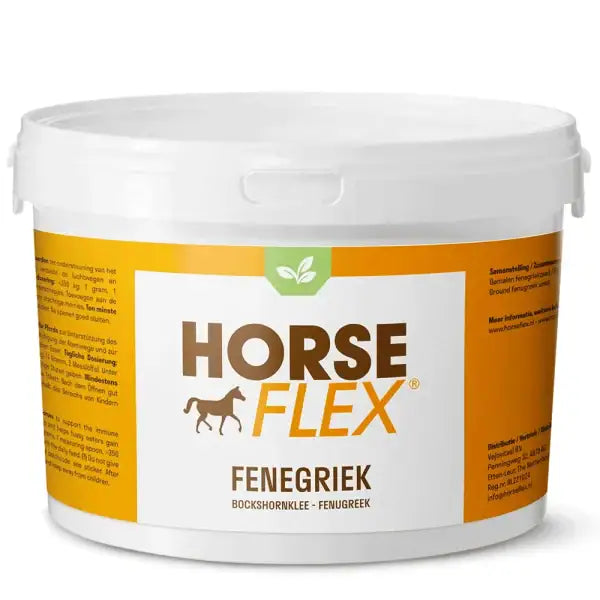 Paard dat een rantsoen met fenegriek krijgt
