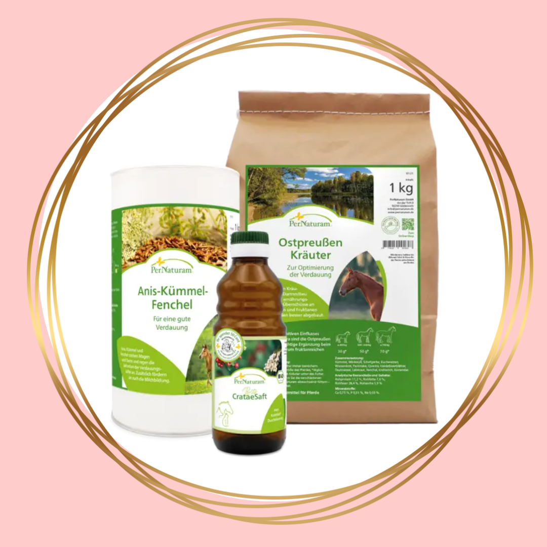 PerNaturam Weerwissel Pakket voor paarden ter ondersteuning van darmen en bloedsomloop bij weersveranderingen.