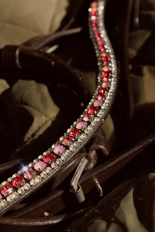 Lucas & Lilli - Diamante Frontriem zwart leder Pink Candy