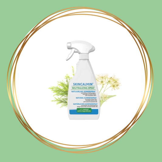 Skincalmin Neutralizing Spray voor paarden, natuurlijke zomerspray met essentiële oliën tegen zomerkriebels