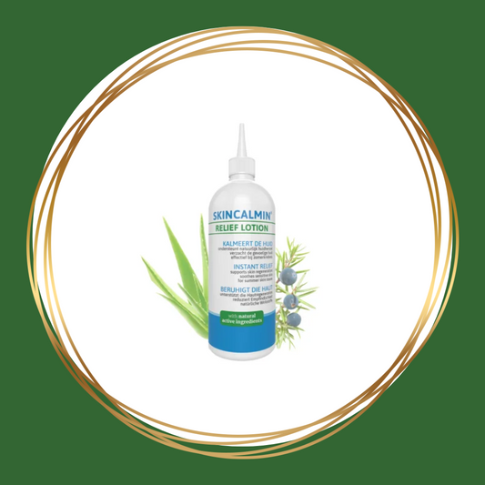 Skincalmin Relief Lotion voor paarden bij zomerkriebels en rasp, kalmeert de huid en vermindert jeuk.
